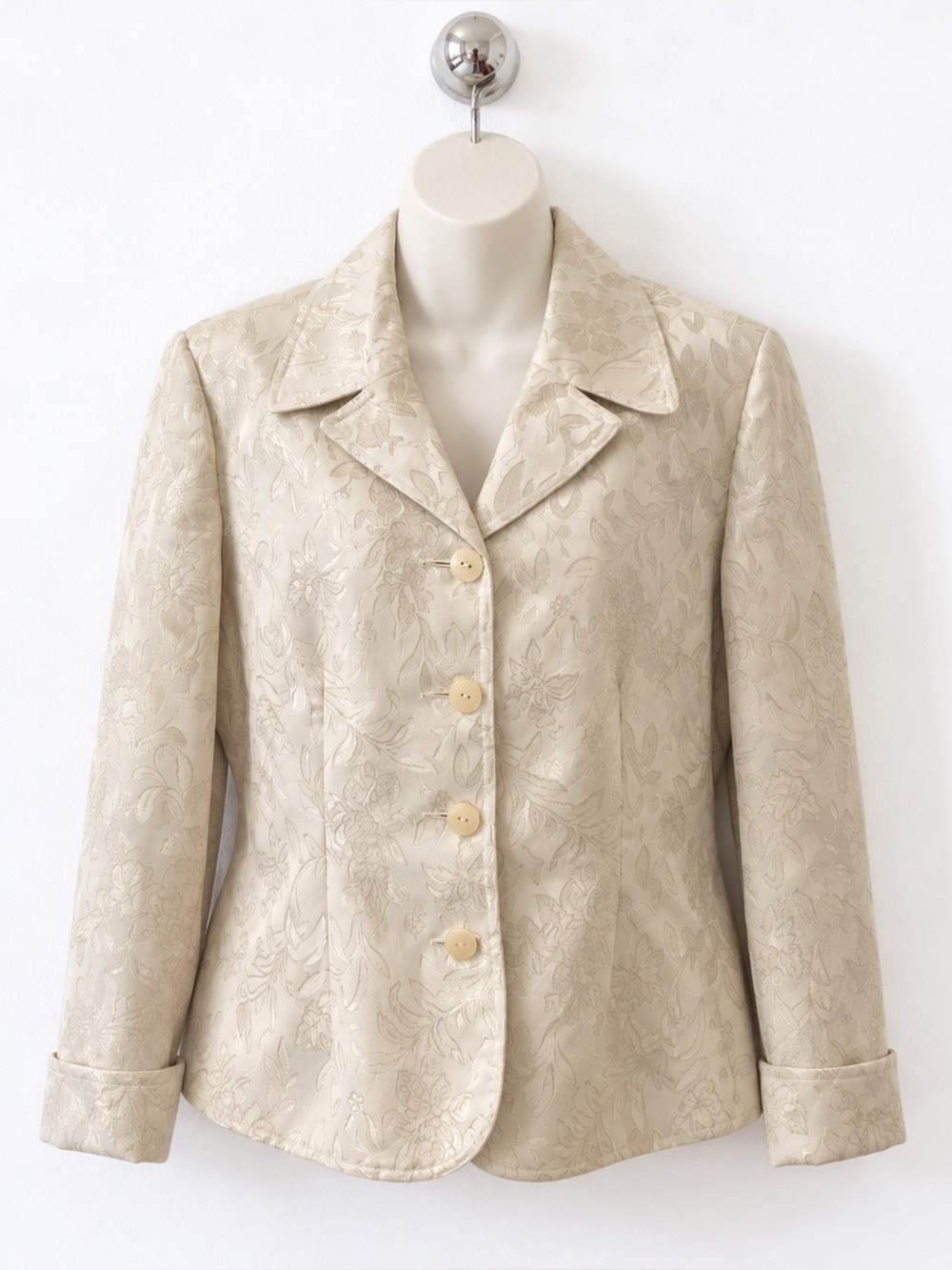 CHADWICK'S Ivory and Gold Brocade Blazer